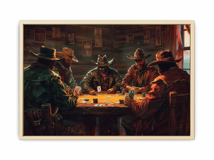 Cowboys Playing Poker Art Framed Print