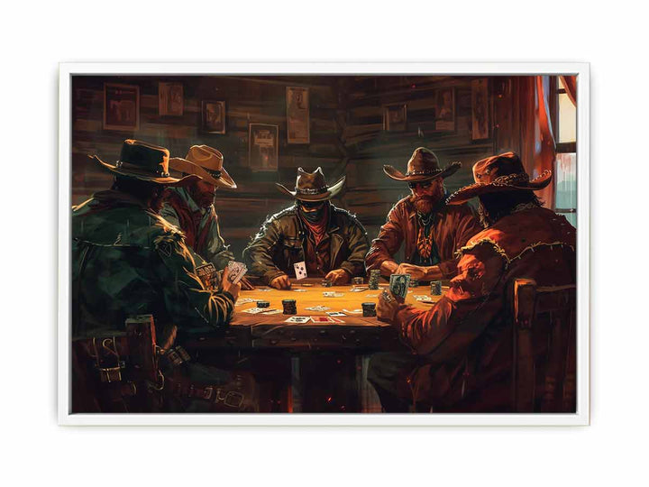 Cowboys Playing Poker Art  Canvas Print