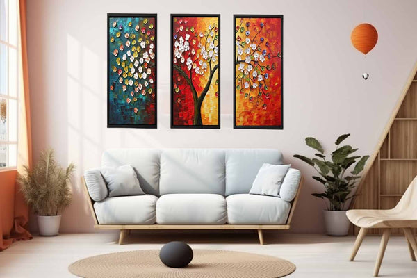 3 Panel Group Art  Flower  & Tree Painting