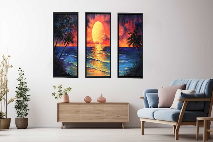 3 Panel  Sunset Wall Art Painting