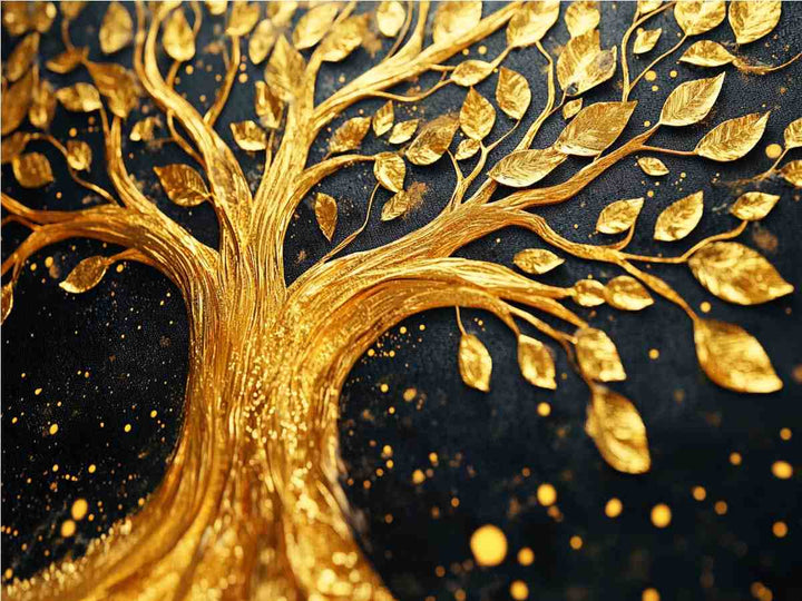 Gold Leaves Canvas Painting 