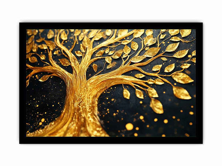 Gold Leaves Canvas Painting 