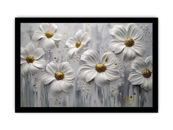 White Flowers Canvas Painting 