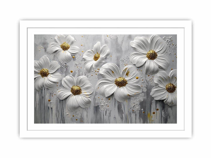 White Flowers Canvas Painting 