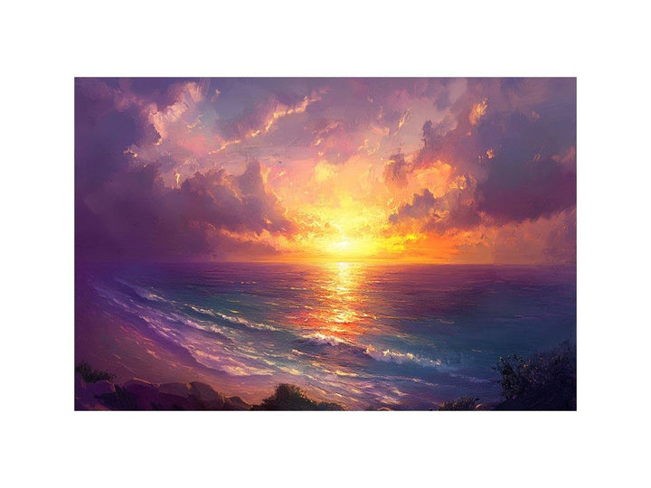 Beach Sunrise Oil Painting