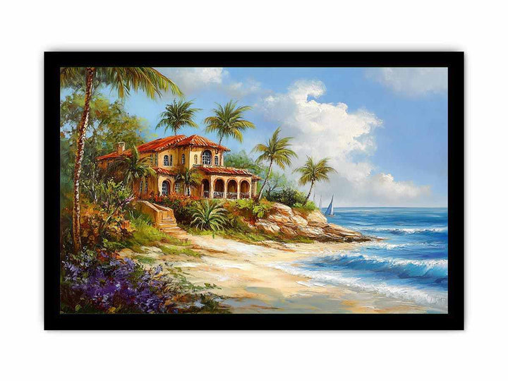 Coastal Home Canvas Painting 