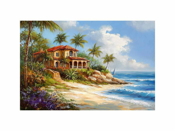 Coastal Home Oil Painting