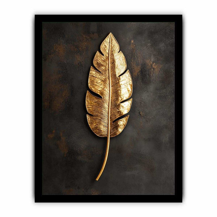 Gold Feather Canvas Painting 