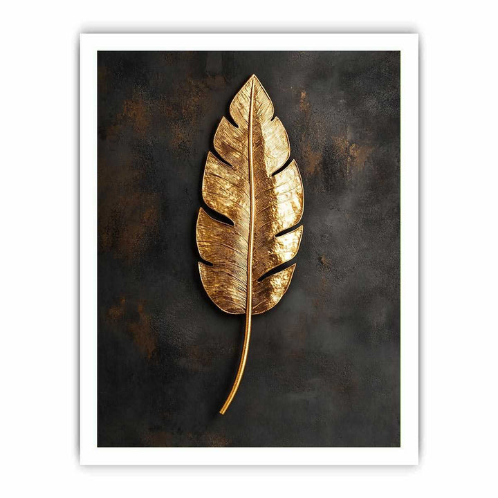 Gold Feather Canvas Painting 