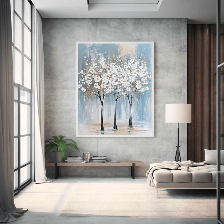 White Tree Canvas Painting 