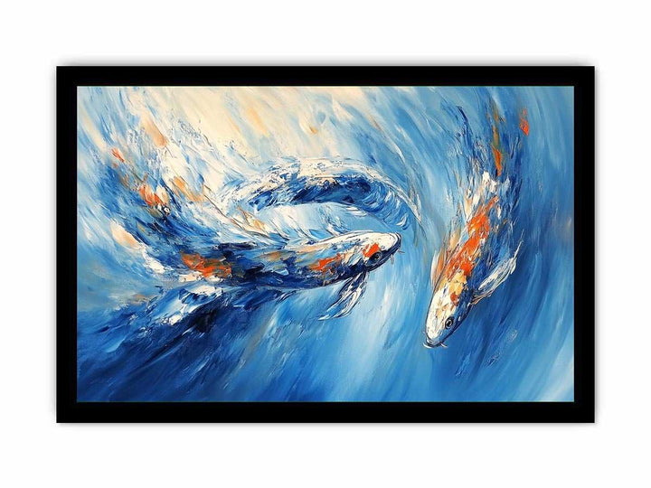 Koi Fish Abstract Canvas Painting 