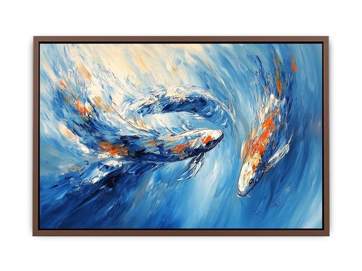 Koi Fish Abstract Canvas Painting 