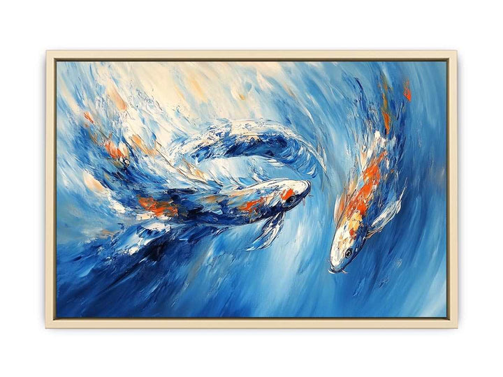 Koi Fish Abstract Canvas Painting 