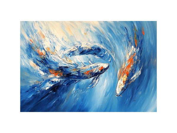 Koi Fish Abstract Oil Painting