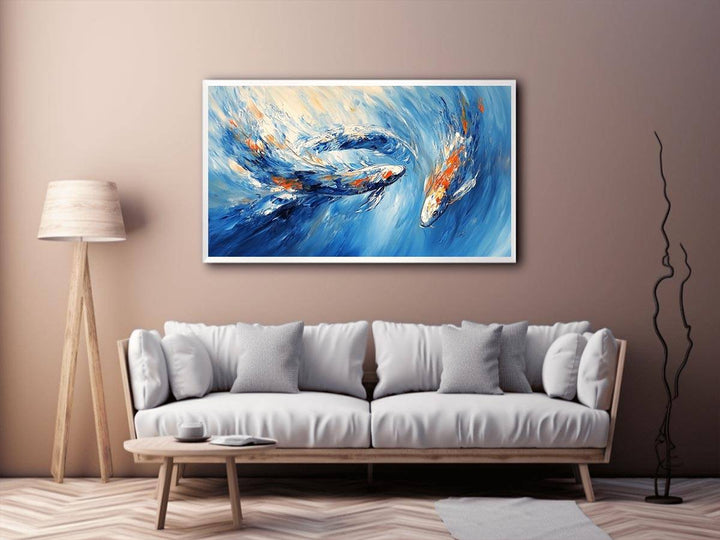 Koi Fish Abstract Canvas Painting 