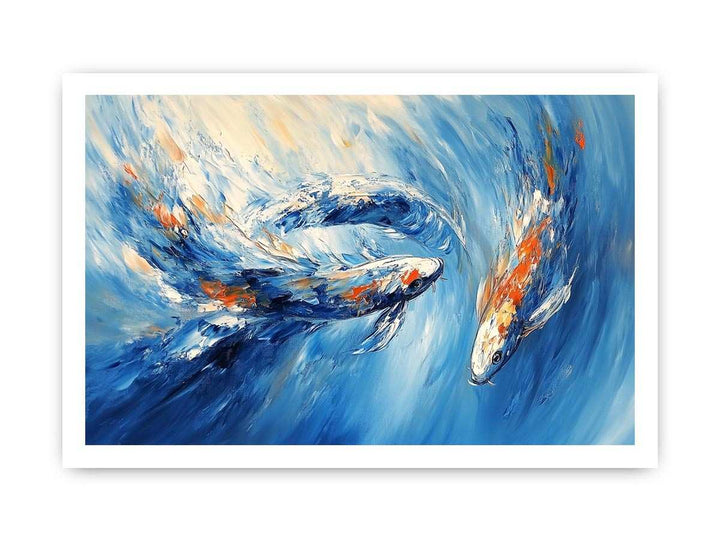 Koi Fish Abstract Canvas Painting 