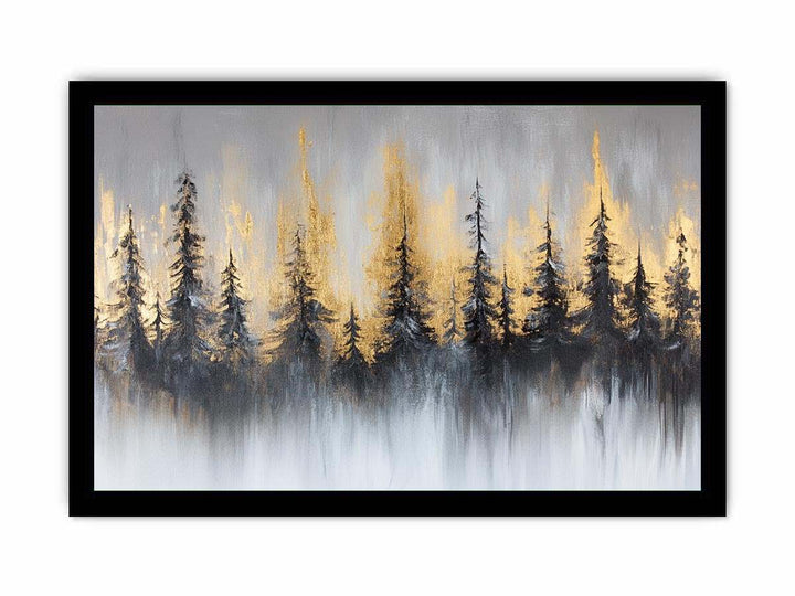 Silver Gold Forest Canvas Painting 