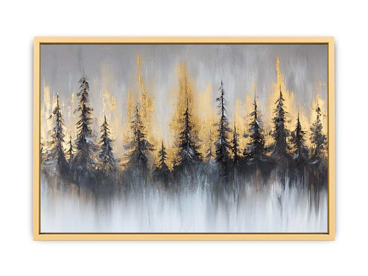 Silver Gold Forest Canvas Painting 