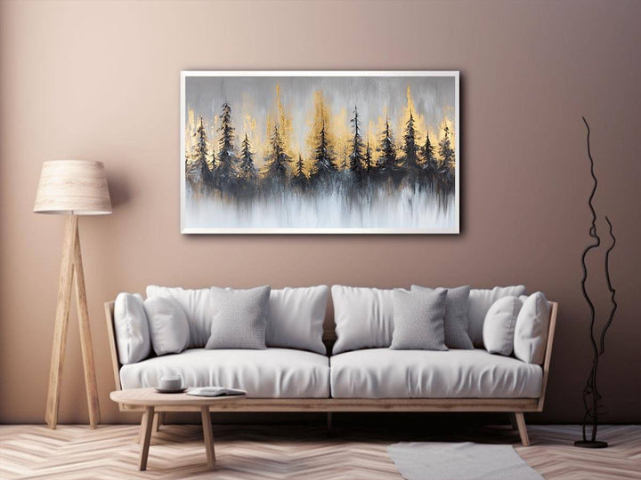 Silver Gold Forest Canvas Painting 