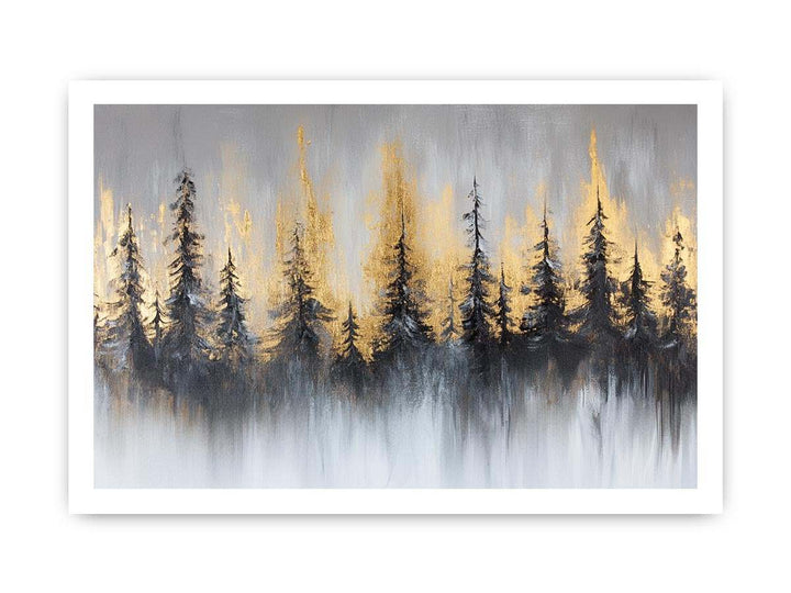 Silver Gold Forest Canvas Painting 