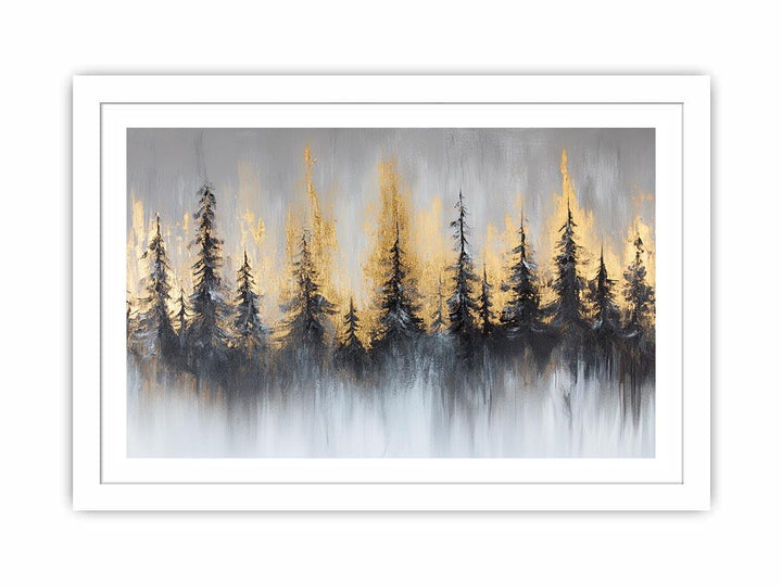 Silver Gold Forest Canvas Painting 