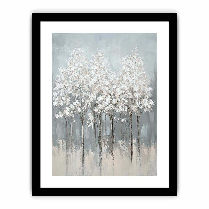 Abstract White Flowers Canvas Painting 