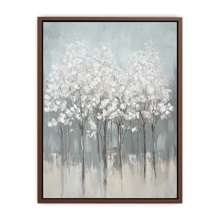 Abstract White Flowers Canvas Painting 