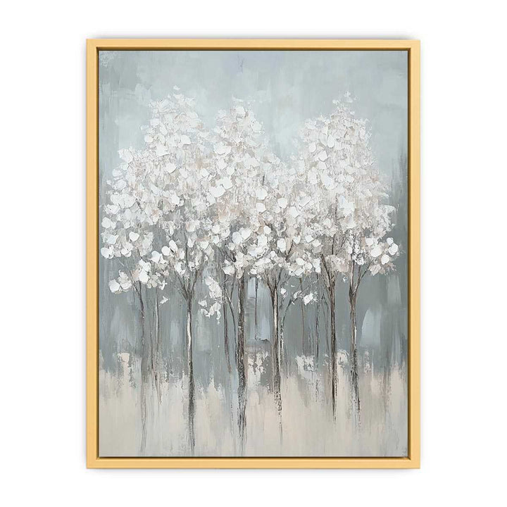 Abstract White Flowers Canvas Painting 