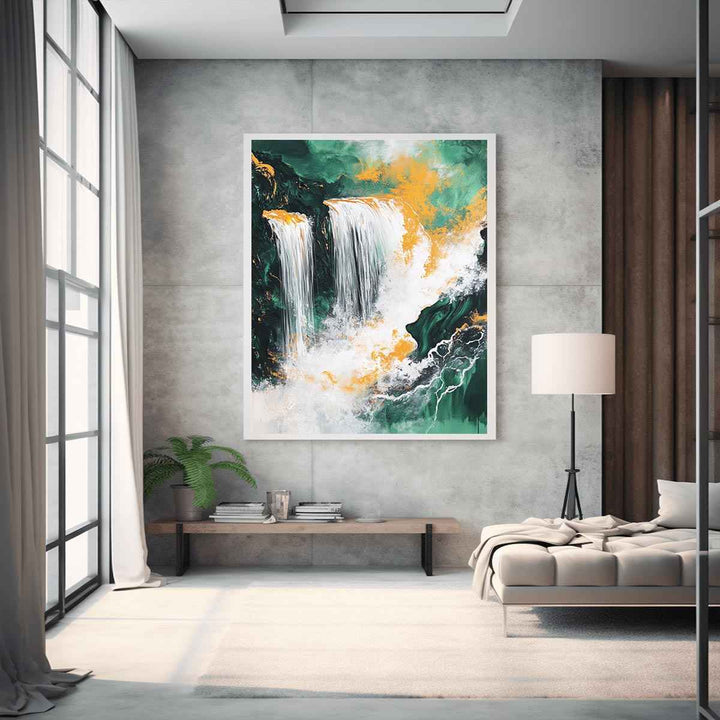 Gold Waterfall  Canvas Painting 