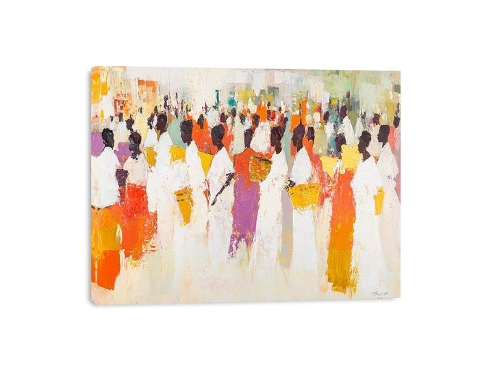 African Villlage Canvas Painting 