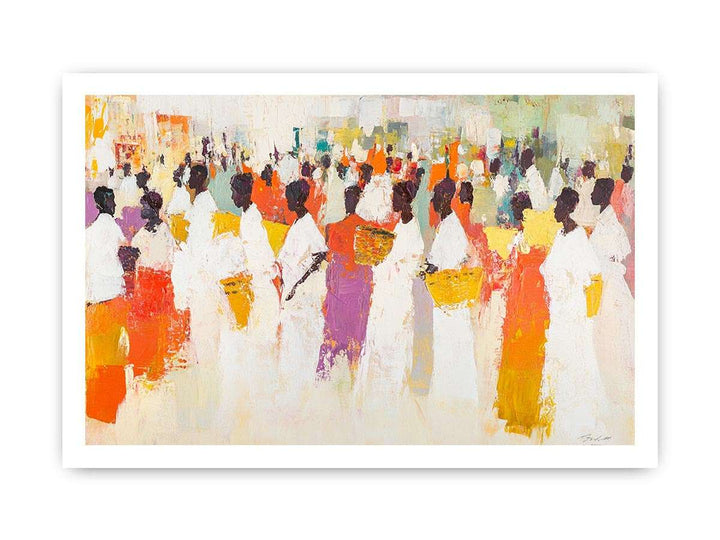 African Villlage Canvas Painting 