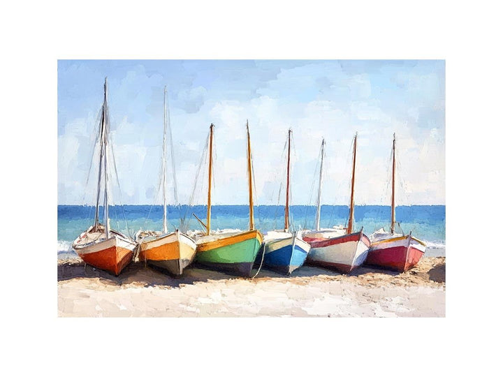 Fishing Boats Oil Painting