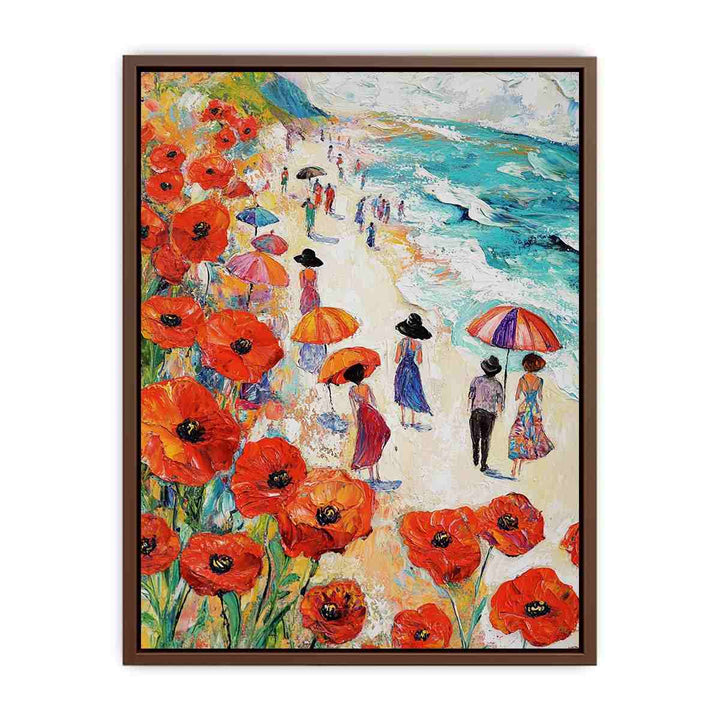 Poppies On The Beach Canvas Painting 