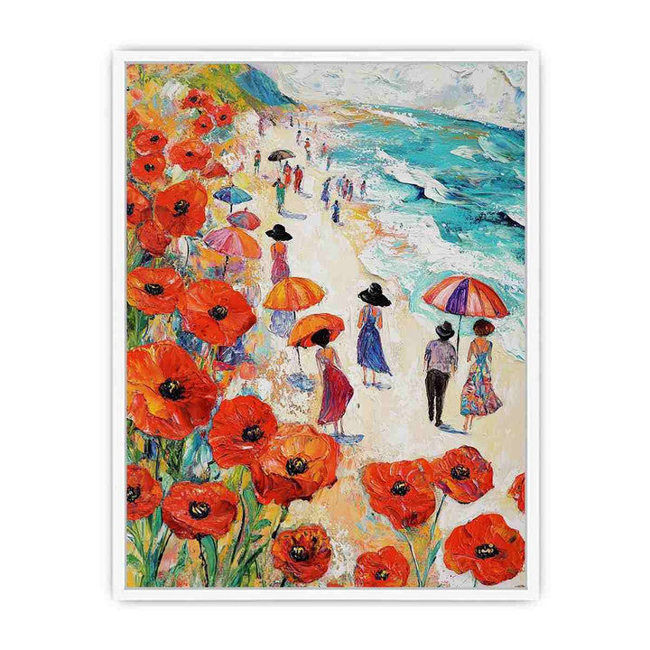 Poppies On The Beach Canvas Painting 