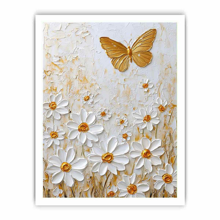 White Dsises Canvas Painting 