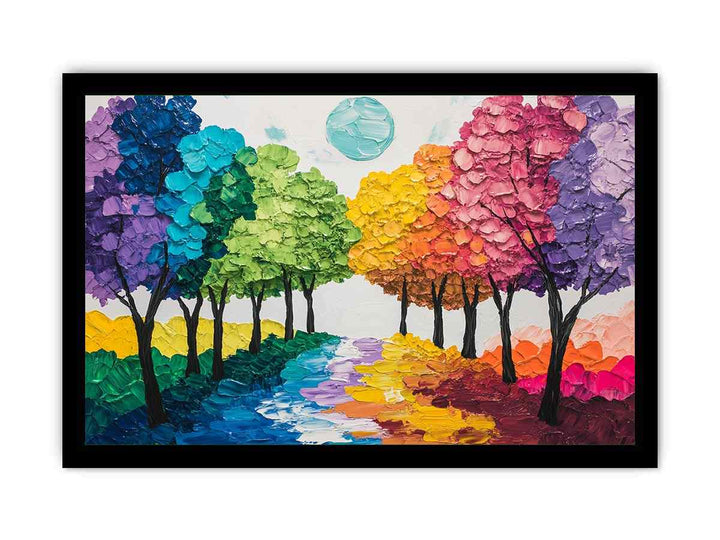 Colorful Trees Canvas Painting 