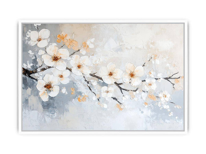 White Flowers Canvas Painting 