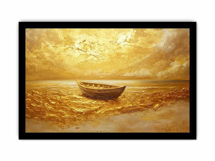 Gold Boat Canvas Painting 