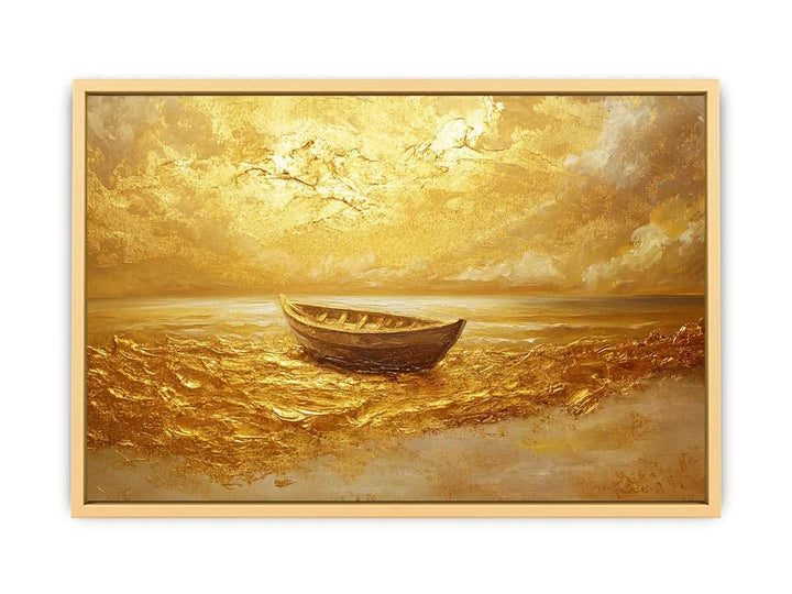 Gold Boat Canvas Painting 