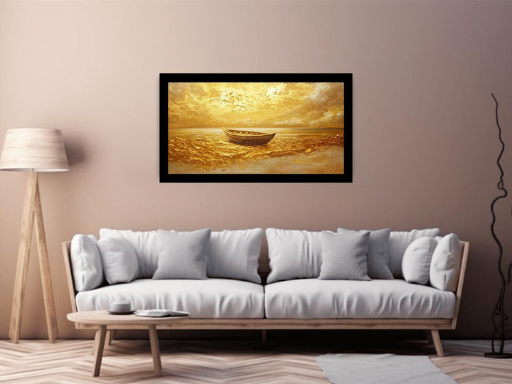 Gold Boat Canvas Painting 