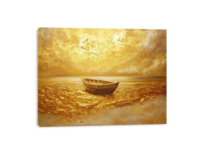 Gold Boat Canvas Painting 