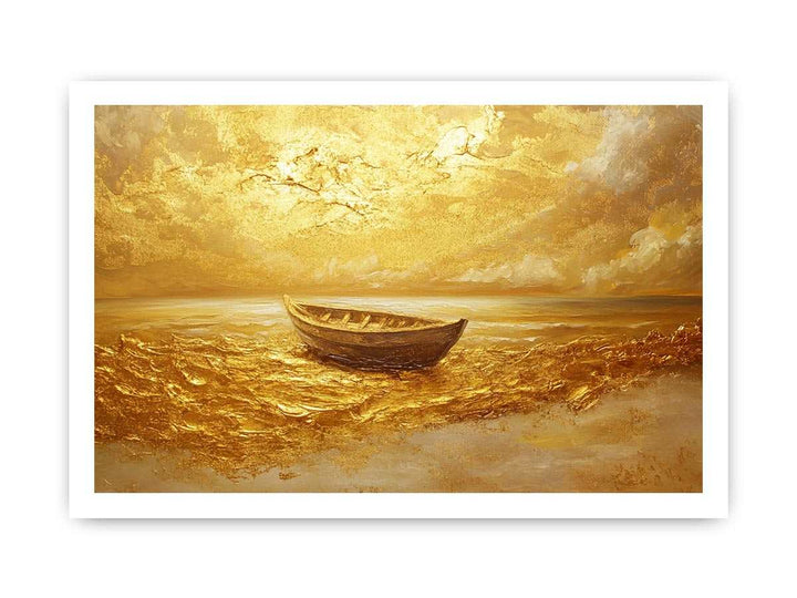 Gold Boat Canvas Painting 