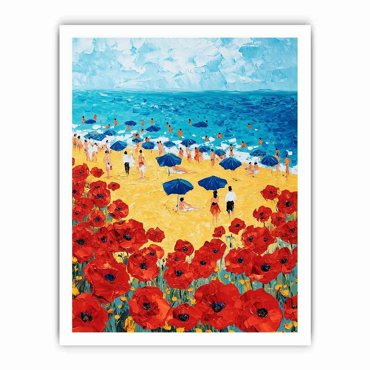 The Scarlet Coastline Canvas Painting 