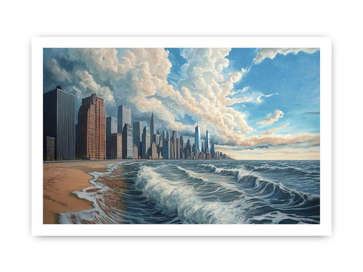 New York Coastline Canvas Painting 