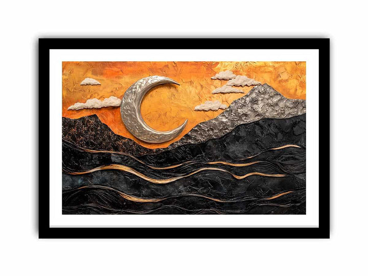 Golden Moon Canvas Painting 