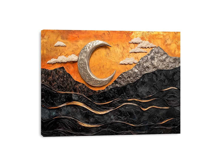 Golden Moon Canvas Painting 