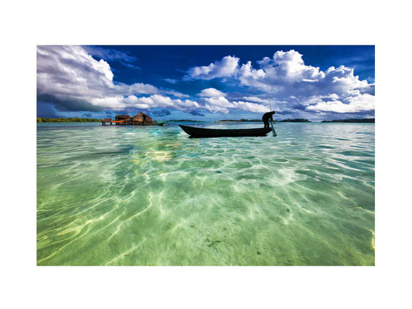 Fishing Man Boat Painting