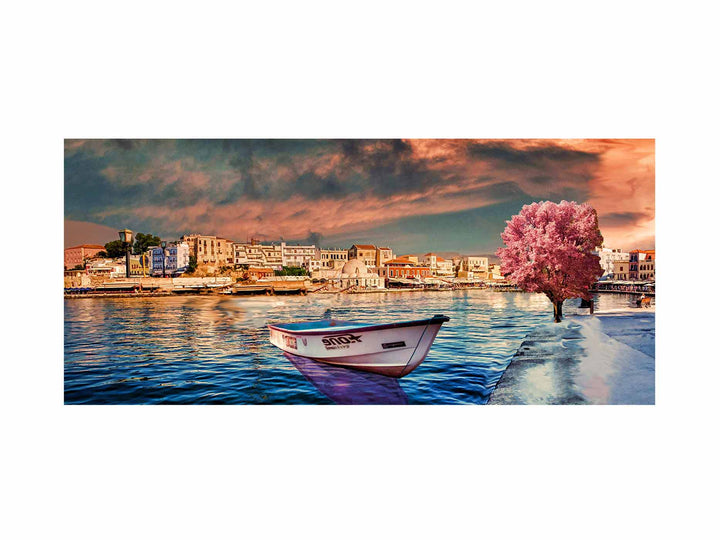 Pink Tree  Boat Painting 