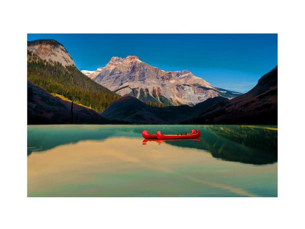 Lake Red Boat Painting 