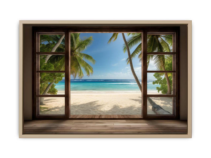 Beach House Dream Window  framed Print